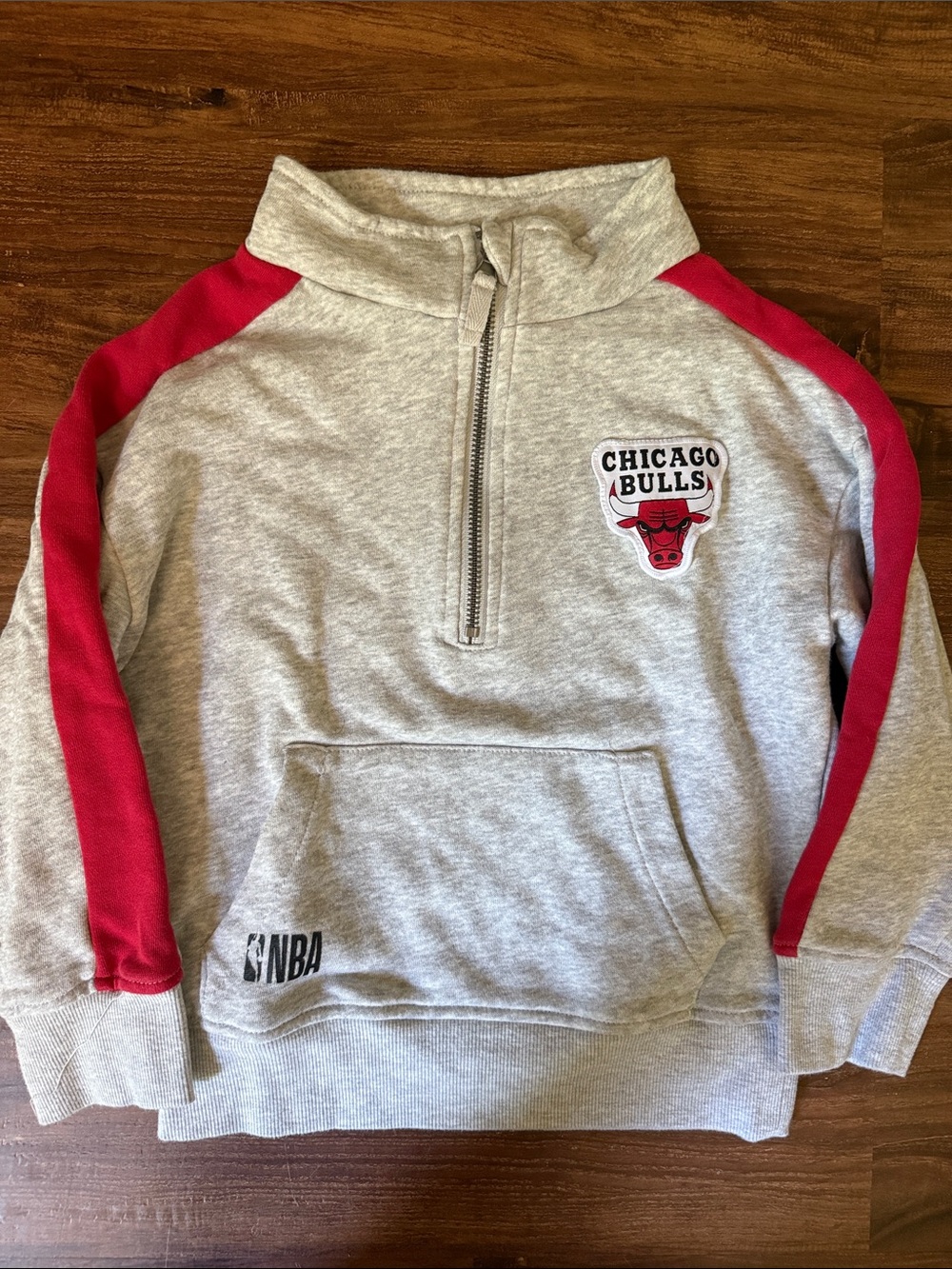 Cotton On Kids Chicago Bulls Grey and Red Half-Zip Sweatshirt